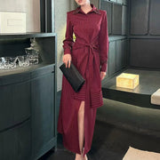 Striped Twist-Front Shirt Dress