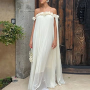Floral-Trim Off-Shoulder Maxi Dress