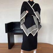 TWOTWINSTYLE Hit Color Spliced Print Two Piece Set Female Long Sleeve Shawl Basics Women's Skirts Set Summer Fashion Style New