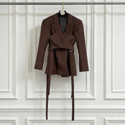 Double-Breasted Wrap-Detail Blazer