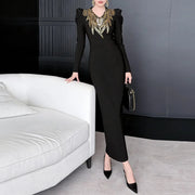 Embellished Puff-Sleeve Dress