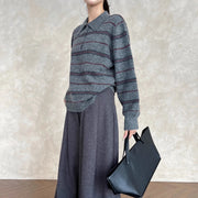 Striped Collared Relaxed Sweater