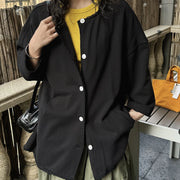 Round-Neck Button-Front Jacket