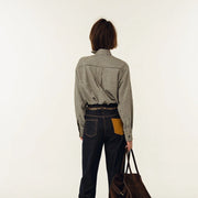 Gingham Stand-Collar Shirt