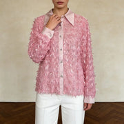 Textured Sequin Button-Up Shirt