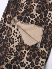 Leopard-Print Distressed Jeans