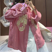 Floral Applique Long-Sleeve Shirt