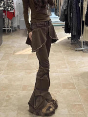 Layered-Panel Flared Pants