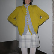 Contrast-Trim Button Cardigan
