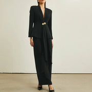 Draped Blazer and Pants Set