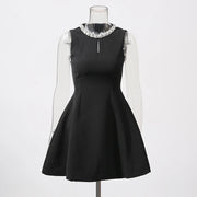 Keyhole Sleeveless Flared Mini Dress