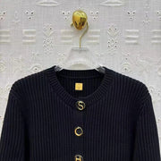 Ribbed Pocket-Detail Cardigan