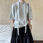 Textured Three-Quarter-Sleeve Sweater