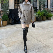 Double-Breasted Stand-Collar Jacket