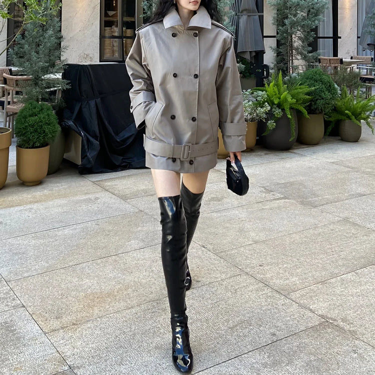 Double-Breasted Stand-Collar Jacket