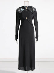 Twisted Cutout Long-Sleeve Dress