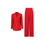 Double-Breasted Blazer and Wide-Leg Pants Set