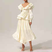 Ruffle-Neck Peplum Blouse