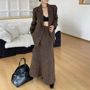 TWOTWINSTYLE Solid Spliced Printing Two Piece Set Female Lapel Long Sleeve Jacket Elegant Temperament Women's Skirt Set Fashion