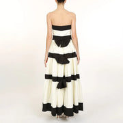 Colorblock Strapless Long Dress