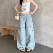 Drawstring Wide-Leg Cargo Pants
