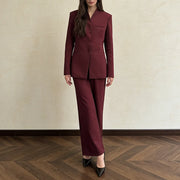 Collarless Blazer and Pants Set