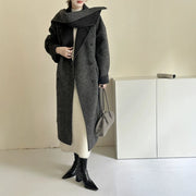 Oversized-Collar Tie-Waist Coat