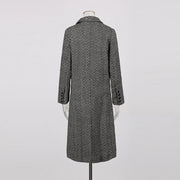Textured Double-Breasted Long Coat