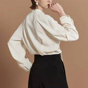 Tie-Neck Button-Front Blouse