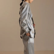 Pleated-Waist Long-Sleeve Sweatshirt