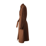 Stand-Collar Tie-Waist Coat