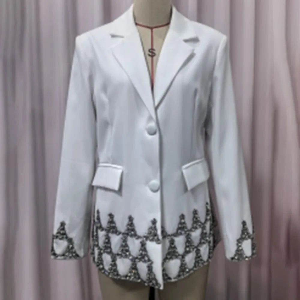 Embellished-Hem Tailored Blazer