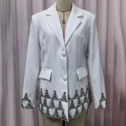 Embellished-Hem Tailored Blazer