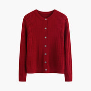 Textured Round-Neck Cardigan