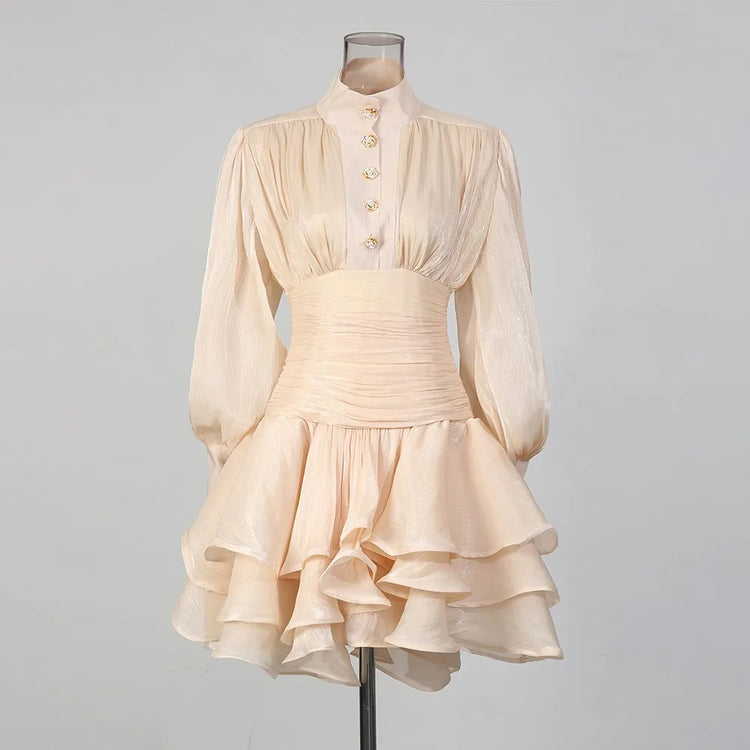 Ruched-Waist Ruffled Mini Dress