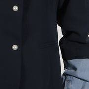 Contrast-Cuff Layered-Hem Blazer