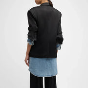 Contrast-Cuff Layered-Hem Blazer