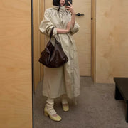 Drawstring Long Trench Coat
