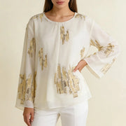 Sequin-Detail Long-Sleeve Top