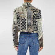 Embellished Patterned Cropped Jacket