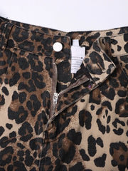 Leopard-Print Distressed Jeans