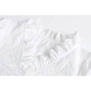 Eyelet-Trim Long-Sleeve Blouse