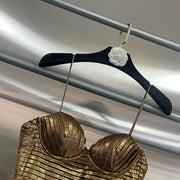 Metallic-Look Pleated Strap Dress