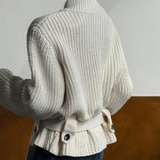Chunky-Knit High-Neck Cardigan
