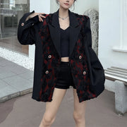 Floral-Panel Relaxed Blazer