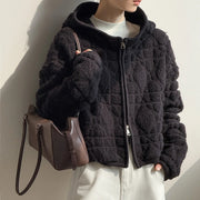 Textured Hooded Zip-Up Jacket