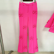 Floral Applique Flared Pants