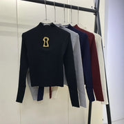 Keyhole-Detail Long-Sleeve Top
