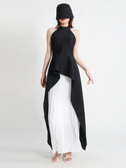 Asymmetric Halter Top and Skirt Set
