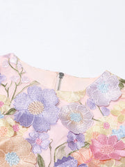 Floral Applique Top and Skirt Set